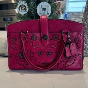 Coach Fuchsia MERCER SATCHEL 24 WITH TEA ROSE satchel crossbody